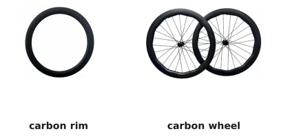 A carbon rim and a carbon wheel A carbon rim and a carbon wheel